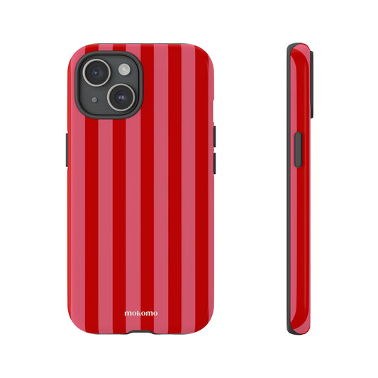 Vibrant pink and red striped iPhone case