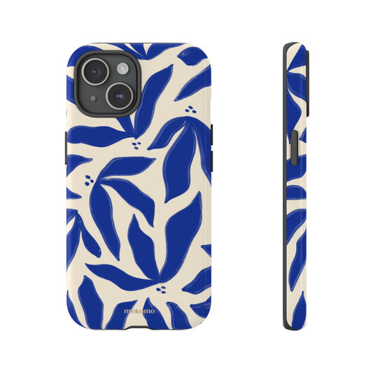Vintage blue water lily flower design on an iPhone case