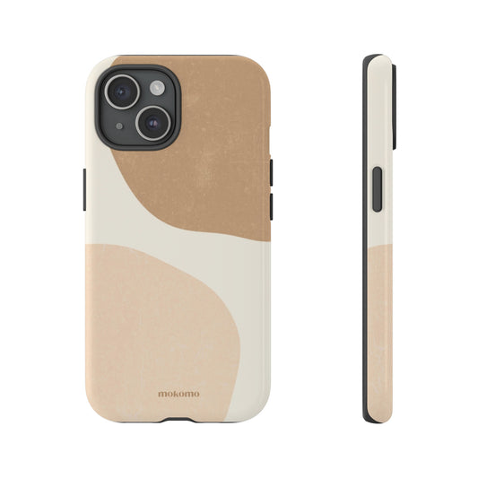 Brown and beige iphone case on a white background